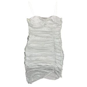 Revolve h:ours Lucid Babydoll Ruched Mini Dress White XL Club Party Going Out